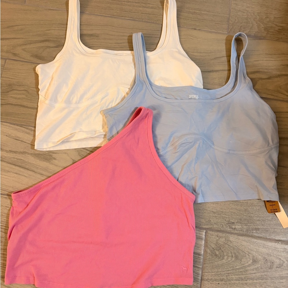 PINK Victoria's Secret Tank Tops in Pink, White, and Blue